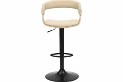 Höhenverstellbarer Barhocker MANHATTAN natur Eiche creme beige Kunstleder drehbar