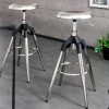 Höhenverstellbarer Barhocker INDUSTRIAL Chrom gebürstet silber schwarz Metall rund drehbar