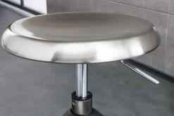 Höhenverstellbarer Barhocker INDUSTRIAL Chrom gebürstet silber schwarz Metall rund drehbar
