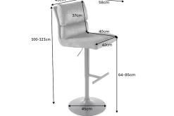 Höhenverstellbarer Barhocker COMFORT senfgelb Samt drehbar mit Lehne Metall schwarz