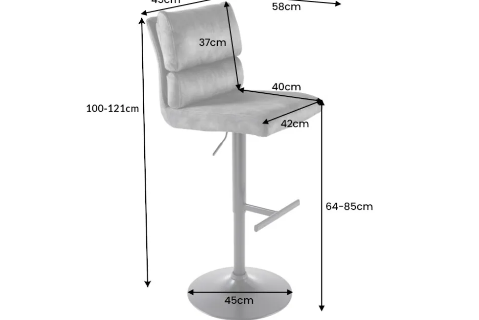 Höhenverstellbarer Barhocker COMFORT senfgelb Samt drehbar mit Lehne Metall schwarz