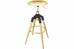 Höhenverstellbarer Barhocker INDUSTRIAL gold schwarz Metall rund drehbar Industrial Design