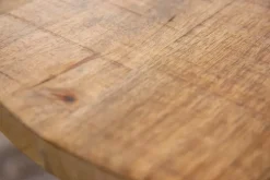 Höhenverstellbarer Beistelltisch ENGINEER 50cm Mangoholz Industrial Design massiv rund Eisen