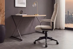 Höhenverstellbarer Bürostuhl LAZIO taupe Vogue Velours Samt drehbar mit Rollen