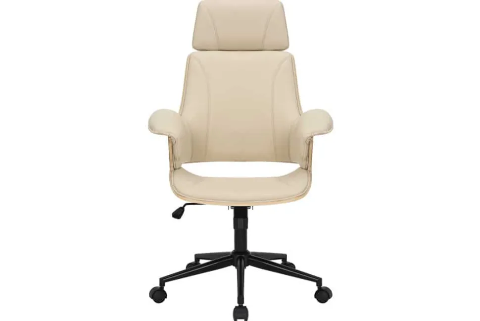 Höhenverstellbarer Bürostuhl MANHATTAN natur Eiche creme beige Kunstleder drehbar