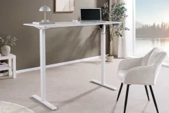 Höhenverstellbarer Schreibtisch WHITE DESK 140cm weiß Metallgestell Bürotisch