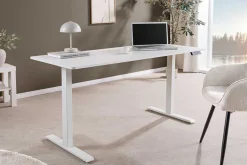Höhenverstellbarer Schreibtisch WHITE DESK 140cm weiß Metallgestell Bürotisch