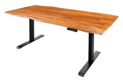Höhenverstellbarer Schreibtisch MAMMUT 160cm natur Akazie Massivholz Baumkante
