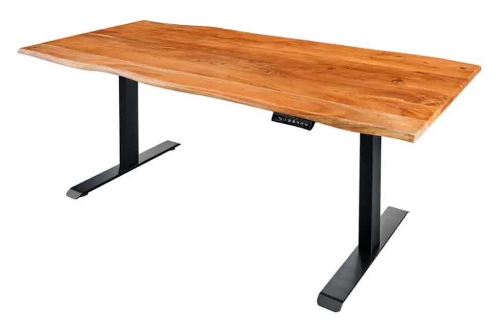 Höhenverstellbarer Schreibtisch MAMMUT 160cm natur Akazie Massivholz Baumkante
