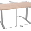 Höhenverstellbarer Schreibtisch MAMMUT 180cm Akazie Massivholz Baumkante handmade