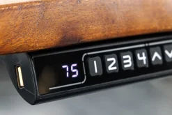 Höhenverstellbarer Schreibtisch MAMMUT 140cm braun Sheesham Massivholz stone finish