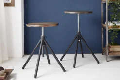 Höhenverstellbarer Sitz Hocker FACTORY Akazie verwittert Industrial Design