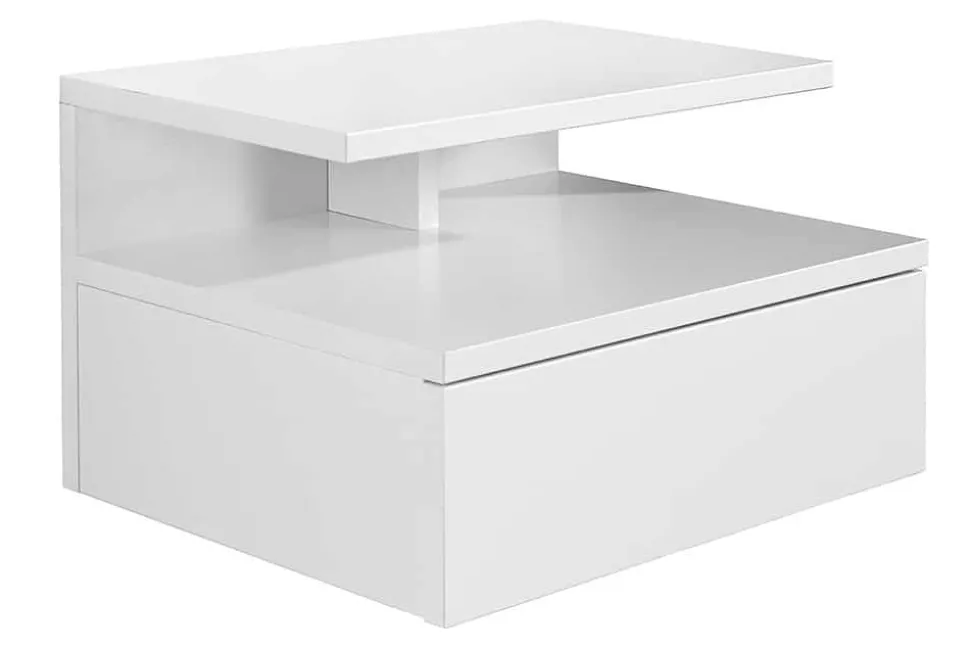 Hängender Nachttisch FLOATING 35cm weiß Regal mit Schublade