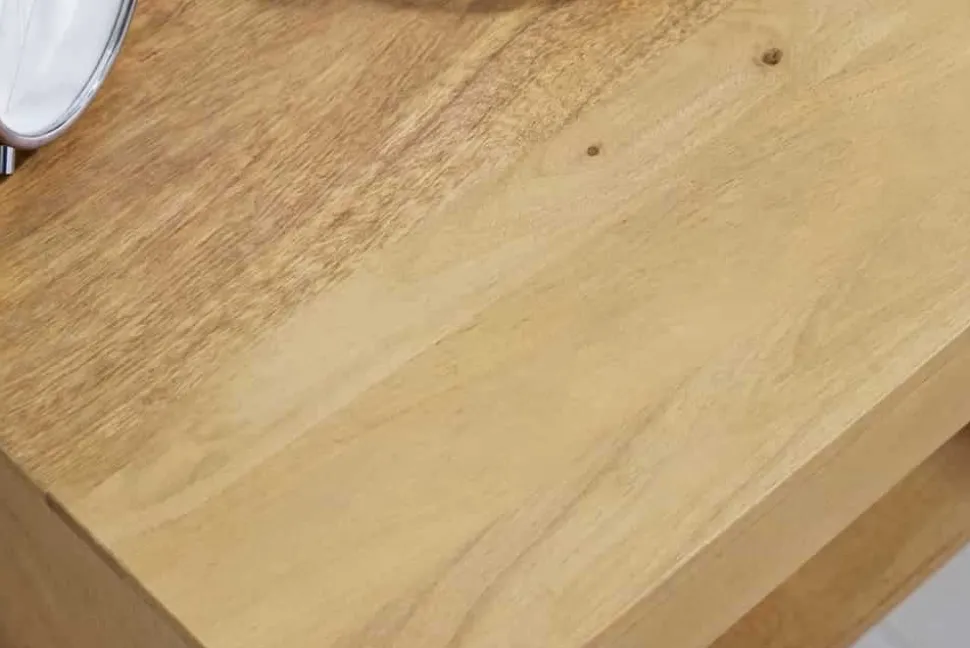 Hängender Nachttisch PURE 50cm natur Mangoholz cream finish Wandregal Schublade