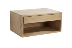 Hängender Nachttisch PURE 50cm natur Mangoholz cream finish Wandregal Schublade