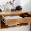 Hängender Nachttisch PURE 50cm braun Akazie Massivholz honey finish Schublade