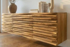Hängendes Sideboard RELIEF 175cm natur Akazie Massivholz mit Schubladen