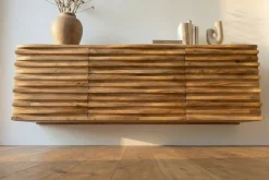 Hängendes Sideboard RELIEF 175cm natur Akazie Massivholz mit Schubladen