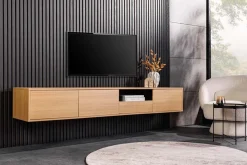 Hängendes TV-Board LOFT 200cm natur schwarz sieben Fächer mit Schublade