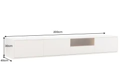 Hängendes TV-Board LOFT 200cm weiß natur sieben Fächer mit Schublade