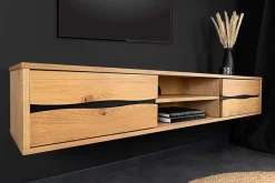 Hängendes TV-Lowboard LIVING EDGE 160cm natur schwarz Wildeiche geölt Baumkante
