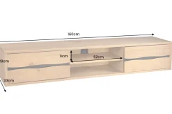 Hängendes TV-Lowboard LIVING EDGE 160cm natur schwarz Wildeiche geölt Baumkante