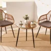 In- und Outdoor Bistro Balkon-Set PARIS braun Polyrattan Sitzgruppe wetterfest mit Tisch