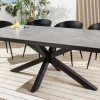 In- und Outdoor Esstisch GALAXIE 160cm hellgrau Keramik anthrazit Aluminium