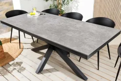 In- und Outdoor Esstisch GALAXIE 160cm hellgrau Keramik anthrazit Aluminium