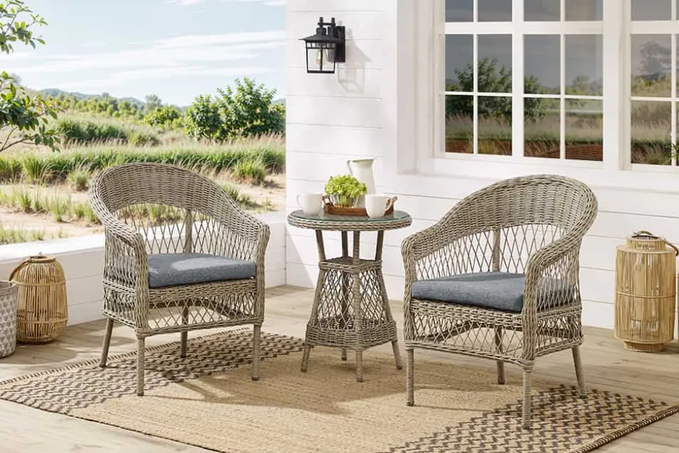 In- und Outdoor Garten-Set ELYSEE natur grau Polyrattan Aluminium inkl. Tisch Kissen