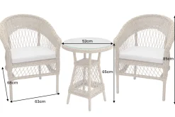 In- und Outdoor Garten-Set ELYSEE natur grau Polyrattan Aluminium inkl. Tisch Kissen