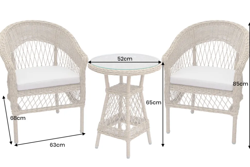 In- und Outdoor Garten-Set ELYSEE natur grau Polyrattan Aluminium inkl. Tisch Kissen