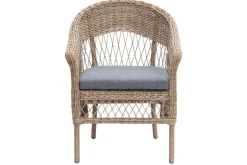 In- und Outdoor Garten-Set ELYSEE natur grau Polyrattan Aluminium inkl. Tisch Kissen