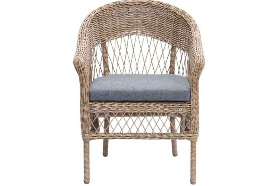 In- und Outdoor Garten-Set ELYSEE natur grau Polyrattan Aluminium inkl. Tisch Kissen