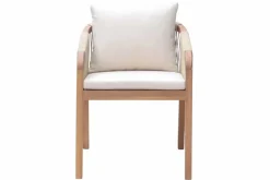 In- und Outdoor Gartenstuhl BALI ROPE natur beige Akazie wetterfest mit Armlehne Kissen