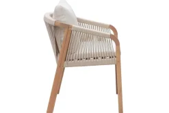 In- und Outdoor Gartenstuhl BALI ROPE natur beige Akazie wetterfest mit Armlehne Kissen