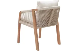 In- und Outdoor Gartenstuhl BALI ROPE natur beige Akazie wetterfest mit Armlehne Kissen