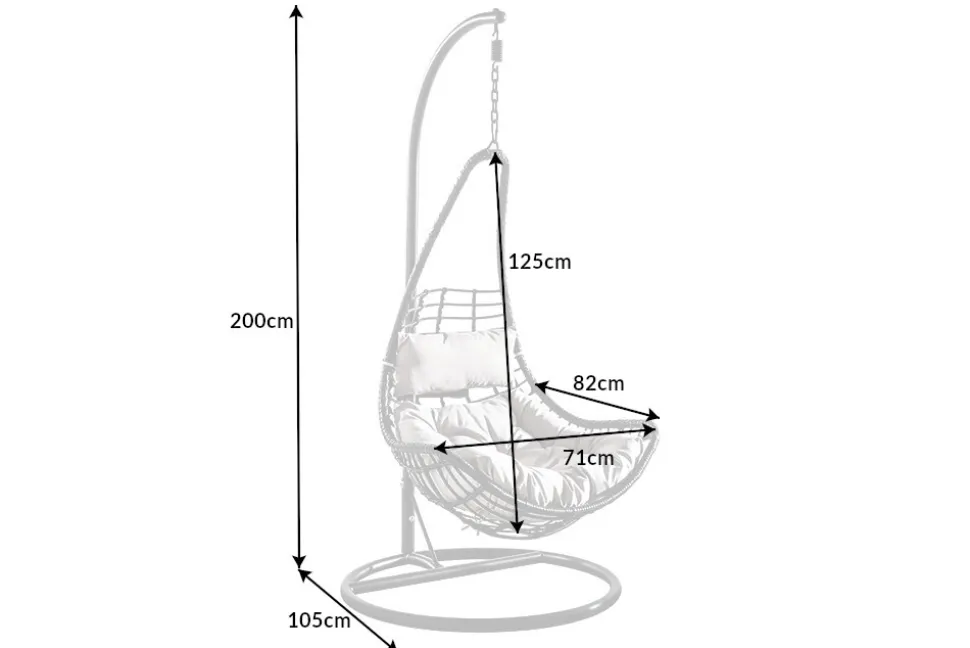 In- und Outdoor Hängesessel LOFT WIDE grau schwarz Hängestuhl inkl. Kissen wetterfest