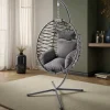In- und Outdoor Hängesessel IBIZA anthrazit Rattan mit Gestell wetterfest inkl. Kissen