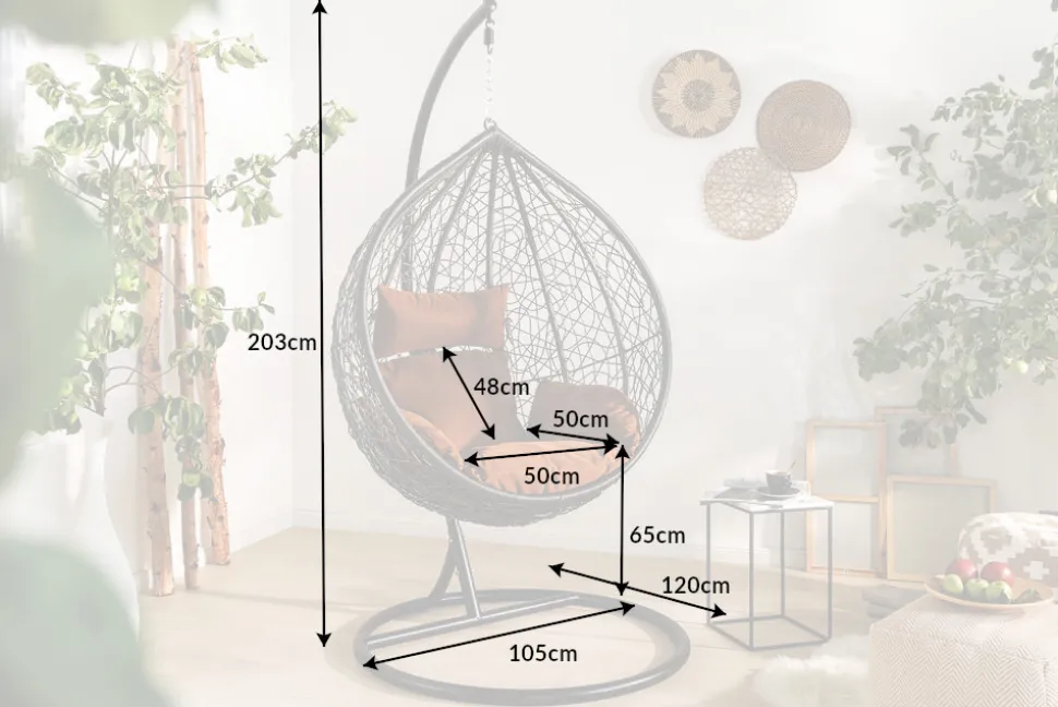 In- und Outdoor Hängesessel LOFT anthrazit Hängestuhl inkl. Kissen wetterfest