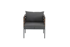 In- und Outdoor Lounge-Sessel UNIQUE 70cm schwarz braun grau Aluminium inkl. Kissen