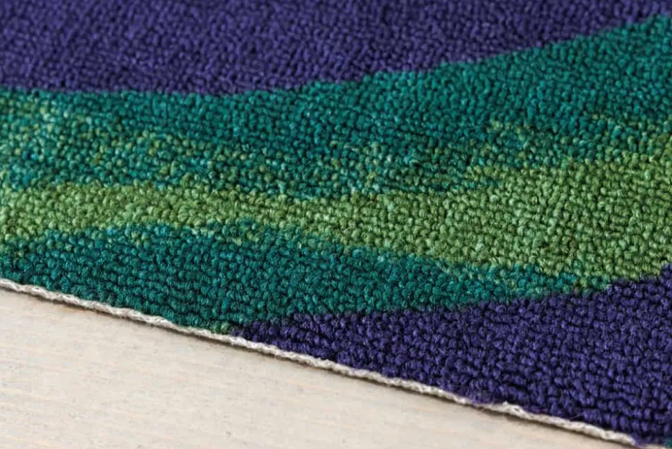 In- und Outdoor Teppich LEAF 180x120cm grün blau Blätter-Design Läufer wetterfest