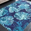 In- und Outdoor Teppich LEAF 180x120cm blau grün Blatt-Design Läufer wetterfest