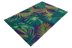 In- und Outdoor Teppich LEAF 240x160cm grün blau Blatt-Design wetterfest