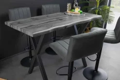 Industrial Bartisch WILD 120cm grau Wildeichen-Design schwarz Metall X-Gestell