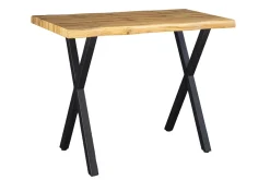 Industrial Bartisch WILD 120cm braun Wildeichen-Optik schwarz Metall X-Gestell