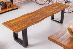 Industrial Baumstamm Sitzbank GENESIS 160cm Akazie Massivholz Kufengestell