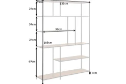 Industrial Bücherregal SLIM LINE 185x135cm Wildeiche schwarz sechs Regalböden