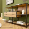 Industrial Bücherregal SLIM LINE 115cm Wildeiche schwarz Metall mit Schubladen