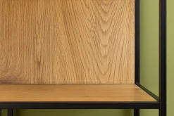 Industrial Bücherregal SLIM LINE 115cm Wildeiche schwarz Metall mit Schubladen